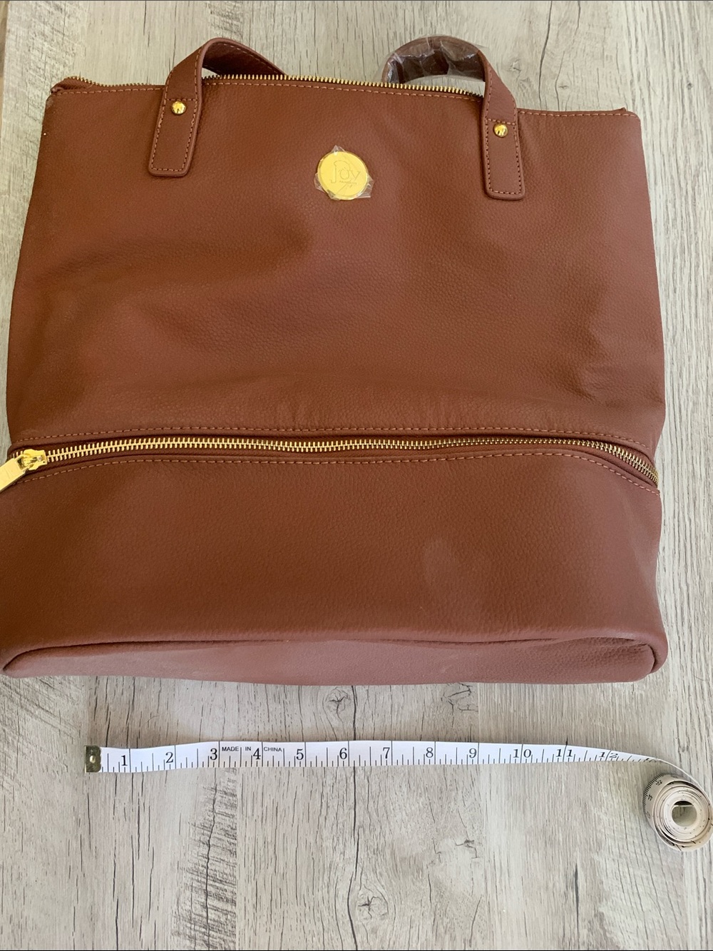 Joy Mangano Brown Shoulder Bag with Gold Hardware